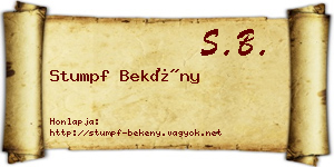 Stumpf Bekény névjegykártya